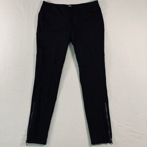 Eileen Fisher Women's Petite PS/PP Black Pull On Stretch Ponte‎ Pants Ankle Zip